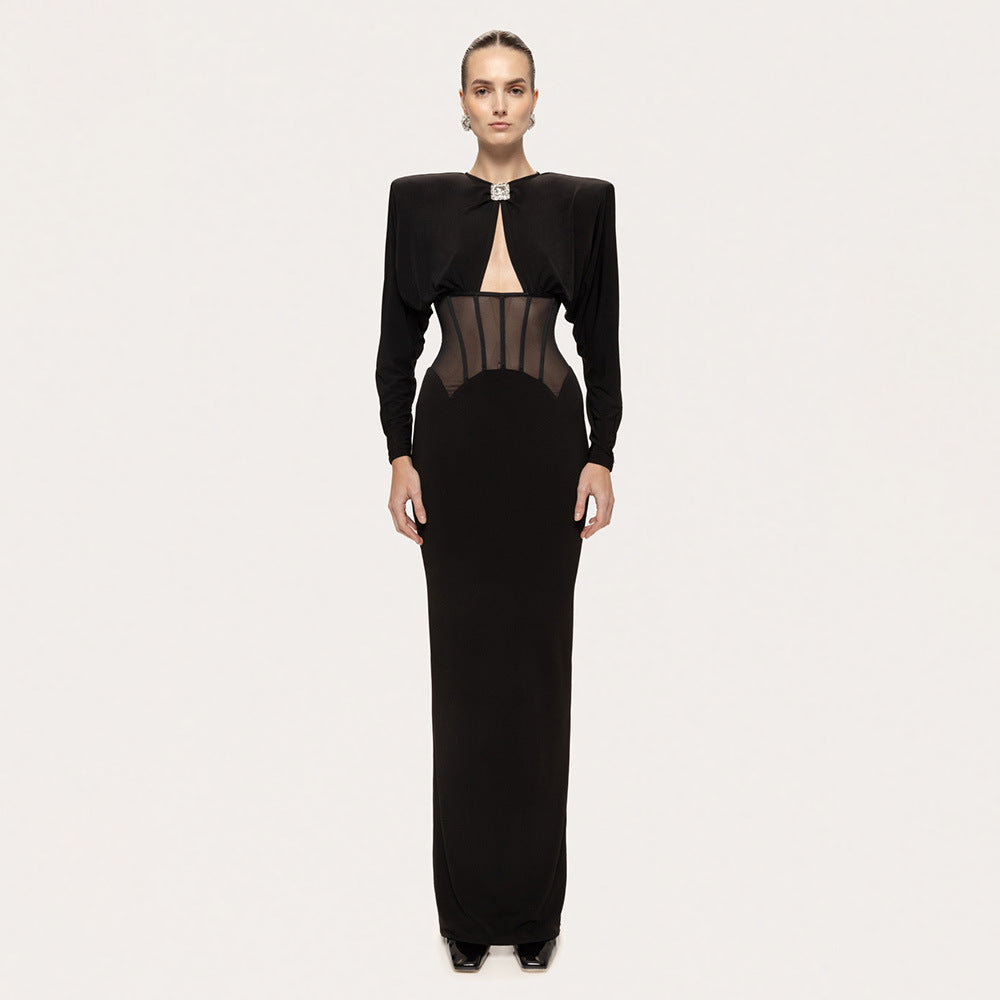 Damen Elegantes Abendkleid mit transparenten Einsätzen und figurbetontem Design EB