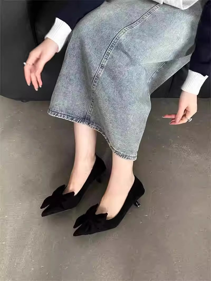 Damen elegante Pumps mit verspielten Schleifenverzierungen EB