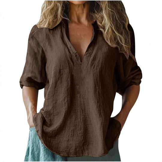 Damen lässige Leinenbluse EB