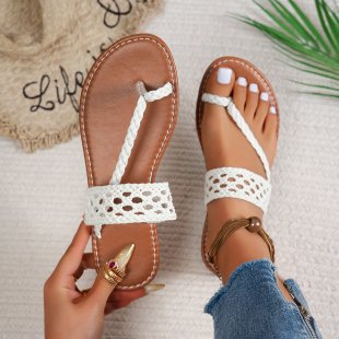 Damen Raffinierte Zehentrenner-Sandalen mit geflochtenem Riemen EB
