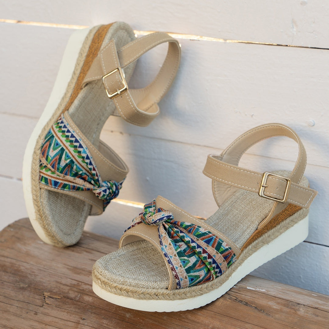 Damen Plateau-Sandalen mit modischem Riemendesign und komfortablem Fußbett EB