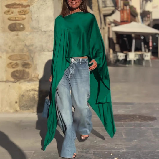 Damen luftige Tunika mit asymmetrischem Schnitt EB