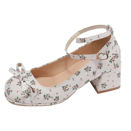 Damen elegante Ballerina-Pumps mit modischer Schleifenakzent und komfortablem Blockabsatz EB