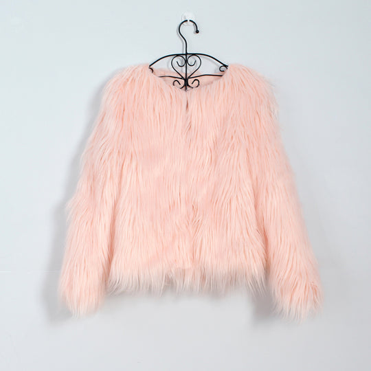 Damen Flauschige Kunstfell-Jacke mit lässigem Schnitt und weichem Innenfutter EB