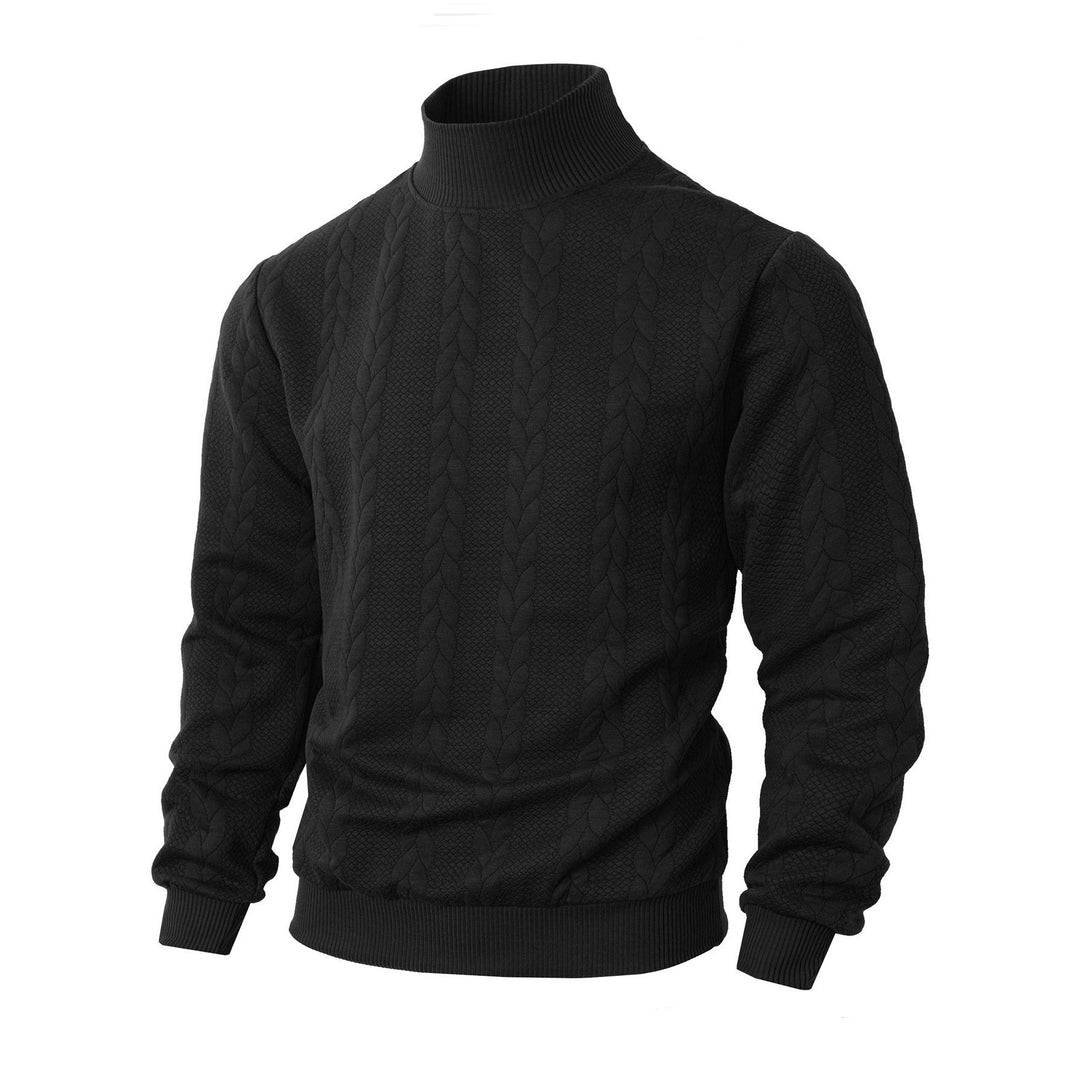 Herren Rollkragenpullover mit Zopfstrickmuster und gerippten Bündchen EB