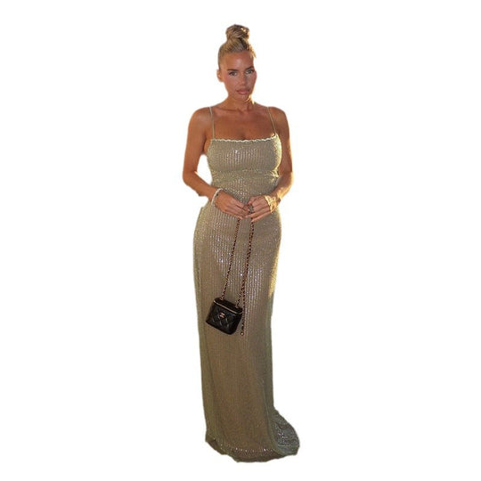 Damen elegantes Abendkleid mit schimmernden Pailletten und figurbetonter Silhouette EB