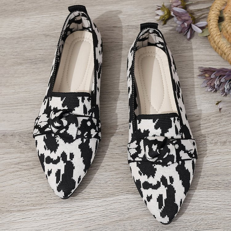 Damen Stilvolle und komfortable Ballerinas mit großem Schleifendetail EB