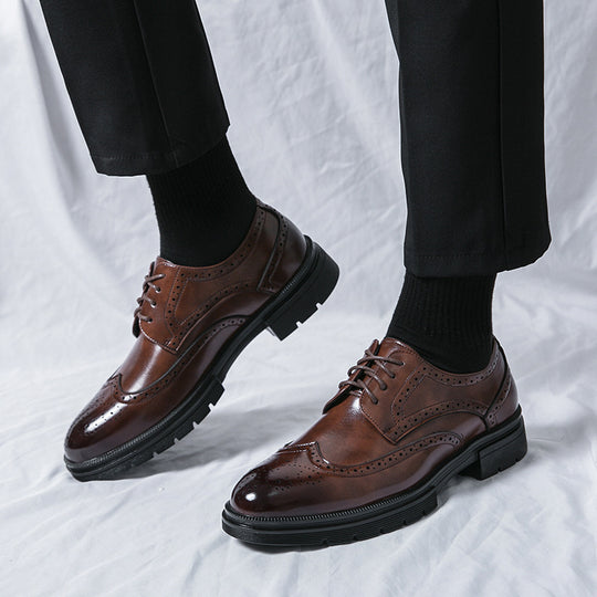 Herren Elegante Schnürschuhe mit klassischen Broguemuster und rutschfester Sohle EB