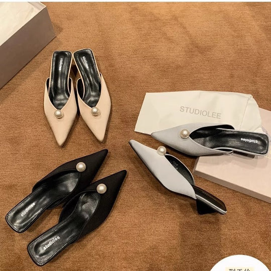 Damen Slingback-Pumps mit stilvollem Perlendetail und elegantem Design EB