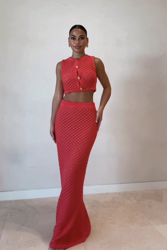Damen-Set mit hautschmeichelndem Crop-Top und langem Rock EB