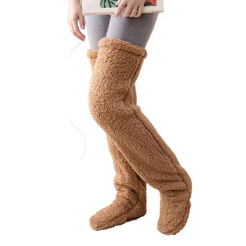 Damen Kuschelige Overknee-Socken aus weichem Fleece EB
