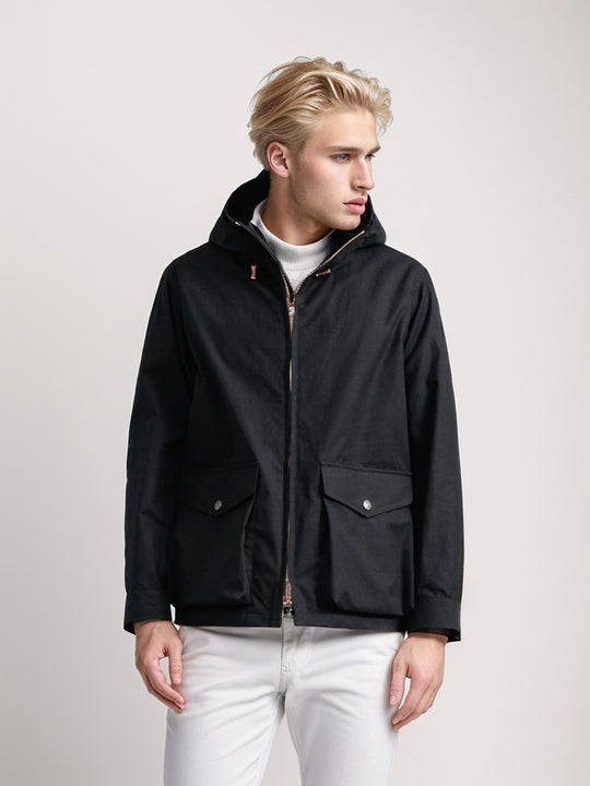 Herren strapazierfähige Multifunktionsjacke mit verstellbarem Kapuzenkragen und großzügigen Taschen EB