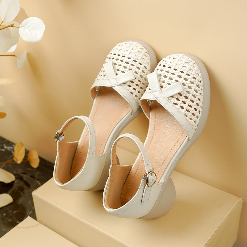 Damen Ballerinas mit elegantem Riemchen und modischem Flecht-Design EB