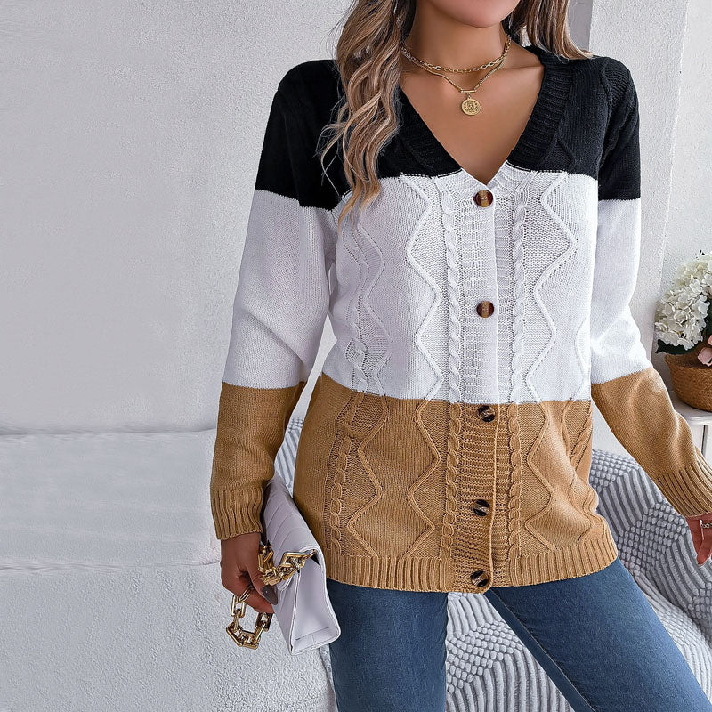 EB | Farbblock Strickjacke mit Modischem Stil