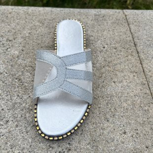 Damen elegante Riemchensandalen mit dekorativen Textilriemen EB