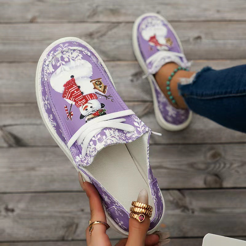 Damen Sneakers im winterlichen Design mit Schneemann-Motiv und rutschfester Sohle EB
