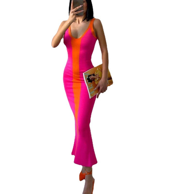 Damen figurbetontes Maxikleid mit grafischem Design EB