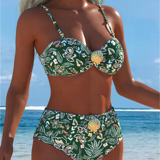 Damen Bikini-Set mit elegantem Balconette-Oberteil und hochgeschnittenen Badeshorts EB