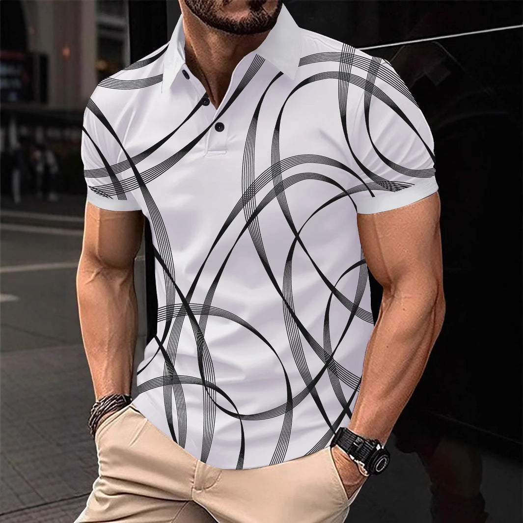 Herren Poloshirt mit modernem grafischen Muster und atmungsaktiven Eigenschaften EB