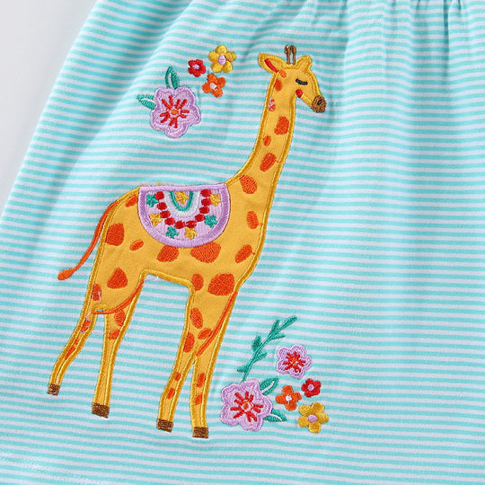 Mädchen Baumwollkleid mit fröhlichem Giraffenmotiv EB