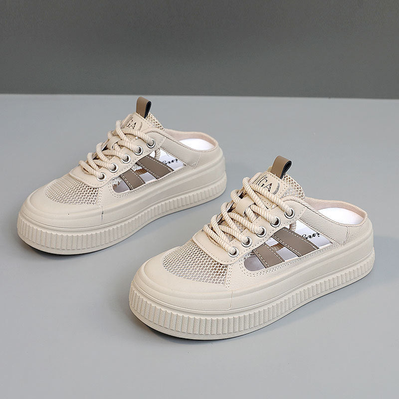Damen Atmungsaktive Slip-On Sneakers mit flexiblem Gummiboden und modischem Mesh-Obermaterial EB