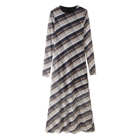 Damen Maxikleid im modernen Karomuster mit elegantem Schnitt EB