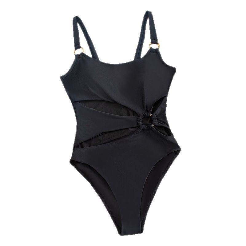 Damen Einteiliger Badeanzug mit innovativem Cut-Out und modischem Ringdetail EB
