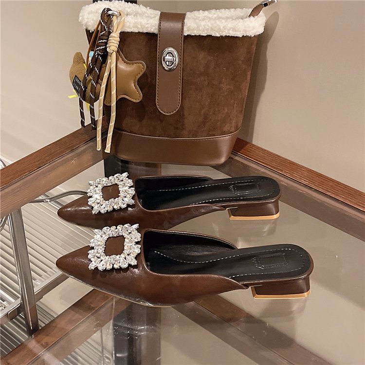 Damen elegante Mules mit funkelnden Strass-Akzenten EB