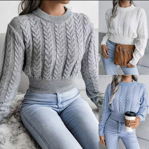 Damen Grobstrickpullover mit modernem Zopfdesign und Bündchen EB