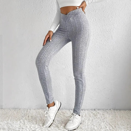 Damen Hochwertige Strickleggings im eleganten Rippmuster EB