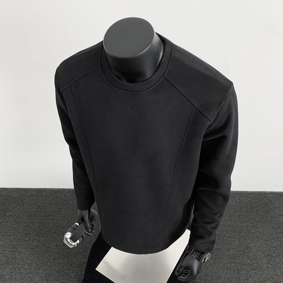Herren nan taillierter Rundhals-Sweater aus dichtem Sweatstoff mit flachen Ziernähten und Raglanärmeln EB