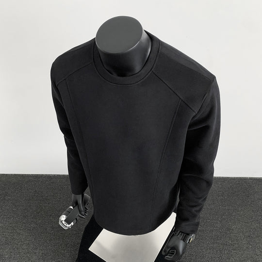 Herren nan taillierter Rundhals-Sweater aus dichtem Sweatstoff mit flachen Ziernähten und Raglanärmeln EB