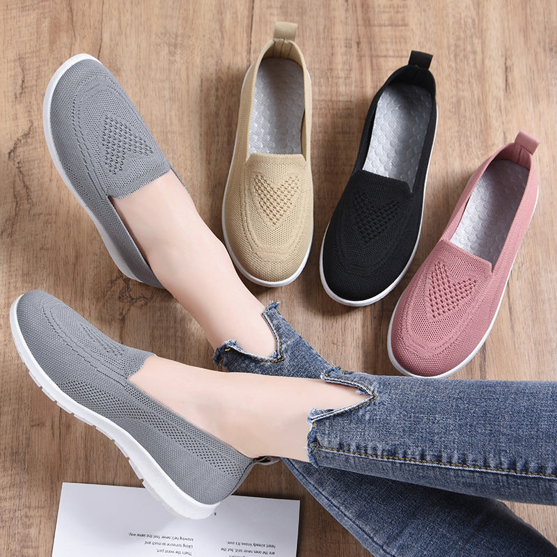 Damen nan ultraleichter gestrickter Slip-On-Loafer mit nahtlosem Sockenschaft, elastischem Einstieg und stoßdämpfender EVA-Laufsohle EB