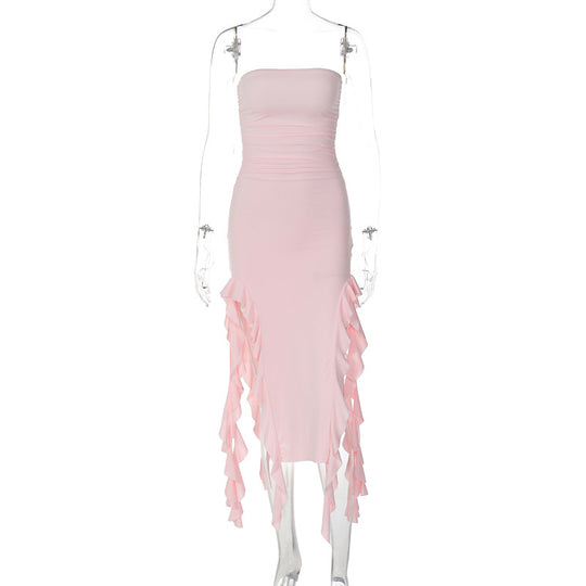 Damen Wickelkleid mit Rüschen und figurformendem Schnitt EB