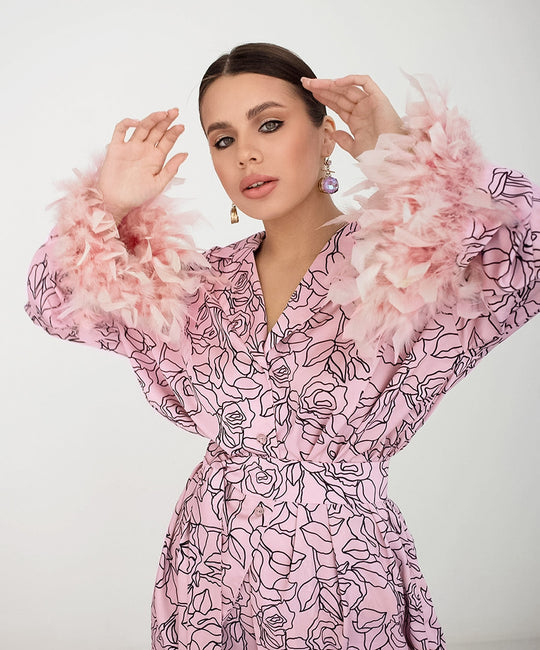 Damen modisches Blazer-Set mit floralen Akzenten EB