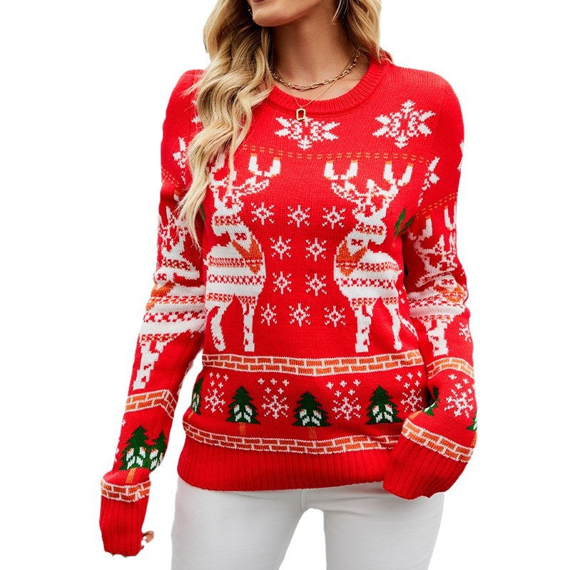 Damen Weihnachtspullover mit festlichem Rentierdesign und kuscheligem Material EB