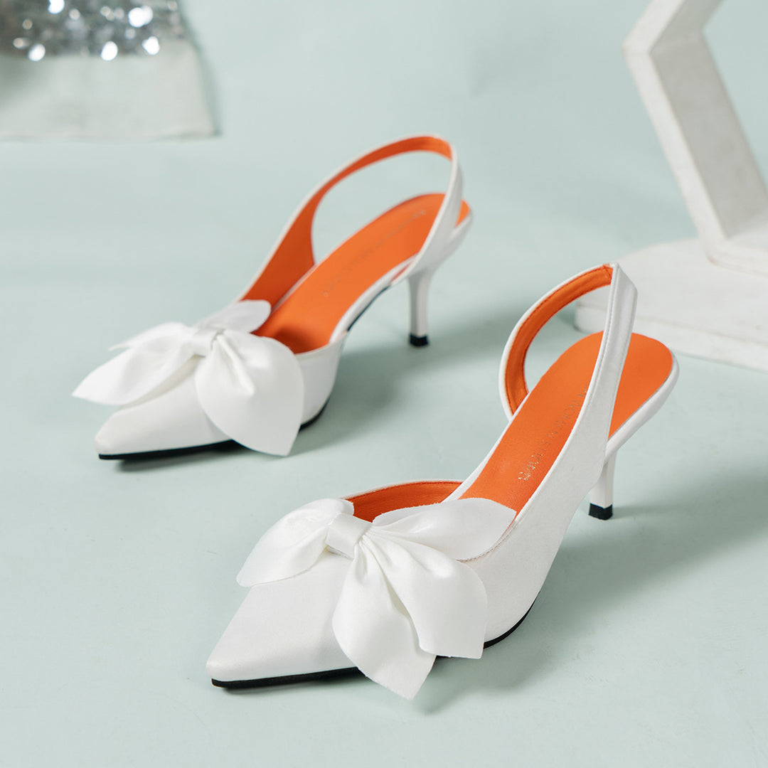 Damen Slingback Pumps mit eleganter Schleifen-Applikation EB