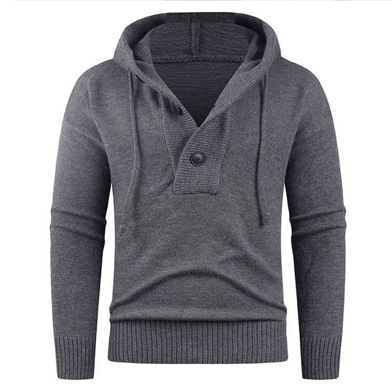 Herren modischer Kapuzenpullover mit Knopfdetail EB