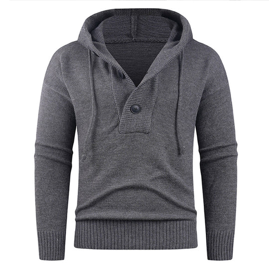 Herren modischer Kapuzenpullover mit Knopfdetail EB