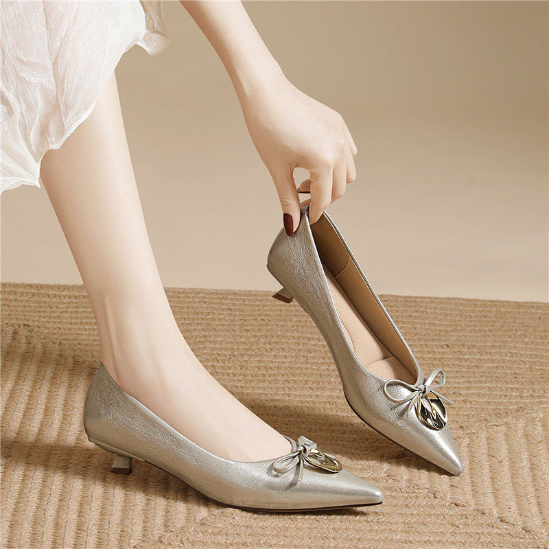 Damen elegante spitze Ballerinas mit Zierschnalle EB