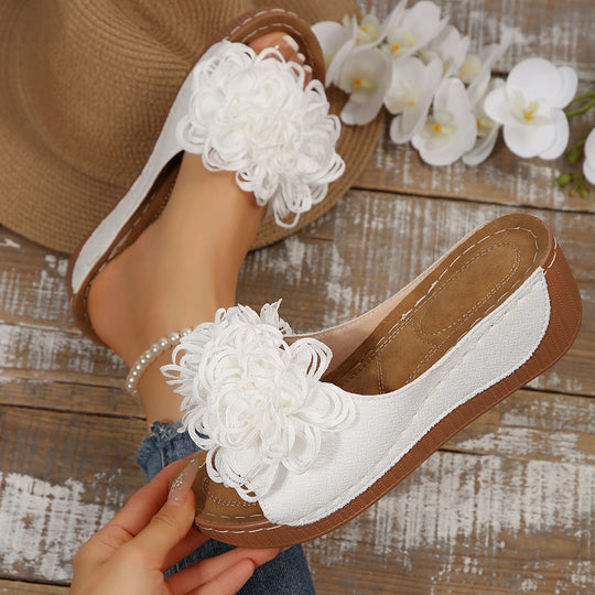 Damen Wedge-Sandalen mit floralem Dekor EB