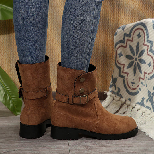 Damen modische Stiefel mit stylishen Schnallen und trendigem Design EB