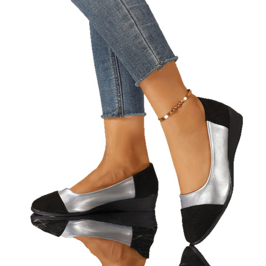 Damen Wedge-Schuhe mit elegantem Samt-Obermaterial und anatomisch geformtem Fußbett EB