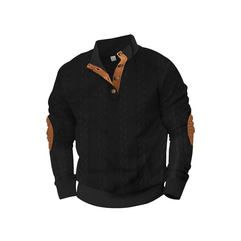 Herren modischer Strickpullover mit Stehkragen und kontrastierenden Akzenten EB