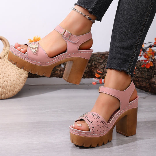Damen Plattform-Sandalen mit verstellbarem Riemen und robuster Sohle EB