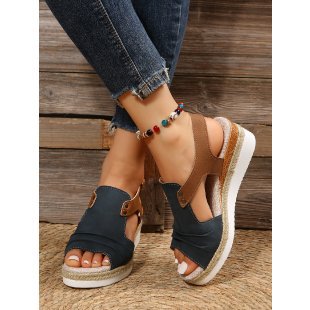 Damen Komfortable Plateau-Sandalen mit Riemen EB