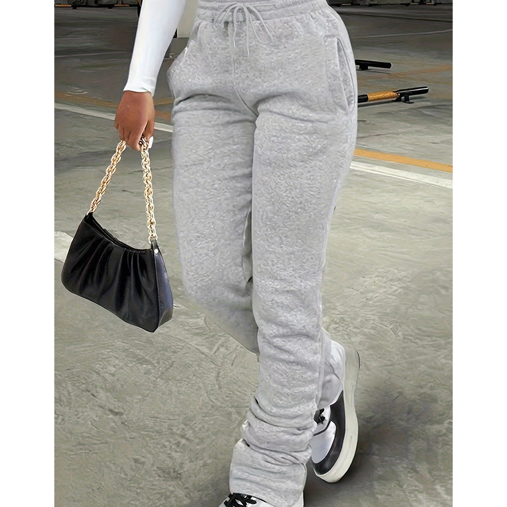 Damen nan figurbetonte Highwaist-Stretch-Sweathose mit gerafften Knöchelabschlüssen und Eingrifftaschen EB