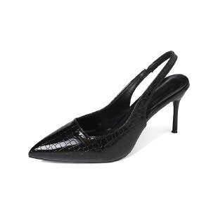 Damen Slingback-Pumps mit elegantem Krokodilleder-Look und schmalem Absatz EB