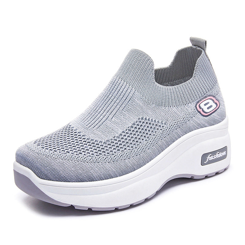 Damen nan atmungsaktive Strick-Sneaker mit Plateau-Sohle und elastischer Sockenkonstruktion EB