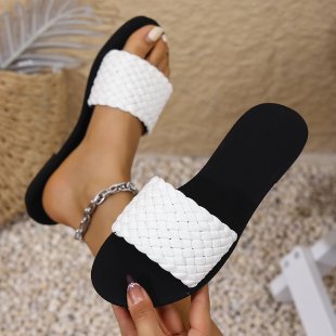 Damen modische Riemchen-Sandalen aus geflochtenem Material EB